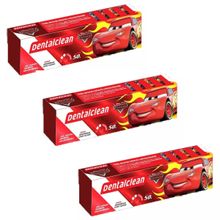 3x GEL DENTAL INFANTIL CARROS - MORANGO - 50G - DENTALCLEAN