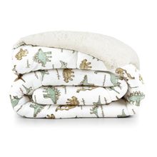 Coberdrom Cobertor Lutti Solteiro Quarto Cama Infantiil Sherpa Manta Toque Lã de Carneiro Dinossauro Verde