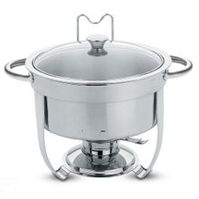 Rechaud Tramontina Redondo Aço Inox Banho Maria Suporte Tampa Fogareiro 7L Tramontina