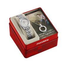 Relogio Mondaine Feminino Ref: 32965l0mkne2 Prateado + Semijoia