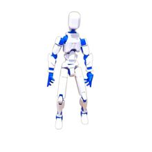 Miniatura Boneco DESMONTADO DUMMY 14 CM Articulado 3D Branco/Azul