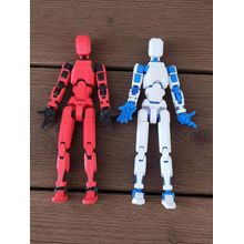 Kit 02 Bonecos 100% Articulado Dummy 13 Figura Ação Brinquedo Manequim Infantil 14cm DESMONTADO VERM/PRETO - AZUL/BRANCO