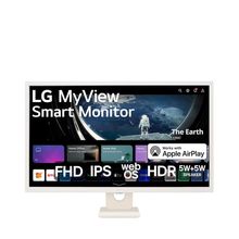 Monitor LG 32” MyView Smart 32SR50F-W com Tela IPS, Full HD, WebOs, Screen Share, HDR10, ThinQ, Air Play 2, Bluetooth, USB e HDMI - Branco
