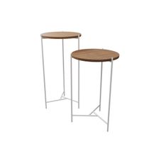 Conjunto de Mesas Lateral Áquila Branca Com Tampo Imbuia