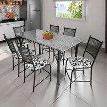 Mesa de Jantar Retangular Famais Noruega com 6 Cadeiras – Preta