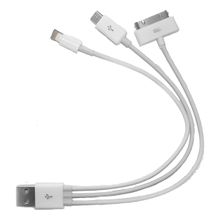 Cabo De Dados 3 Em 1 Rabicho Usb X Mini Usb iPhone iPad Branco