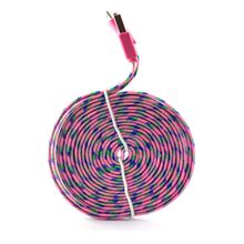 Cabo Carregador Micro Usb Celular Reforçado Nylon Trançado Rosa