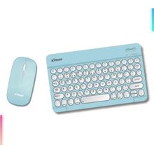 Teclado Mouse Bluetooth Slim Compatível Samsung Tablet Cores Azul-celeste