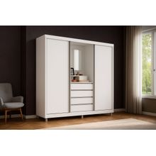 Guarda-Roupa Bartira Fortaleza II com Espelho, 2 Portas de Correr, 4 Gavetas - 184,5 cm de Largura
