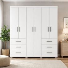 Guarda-Roupa Bartira Santiago com 6 Portas e 6 Gavetas Externas - 209,2cm de Largura