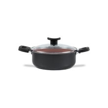 Caçarola Brinox Topázio 20cm 2,3L Antiaderente Pro-Flon Tampa Vidro Cinza Range