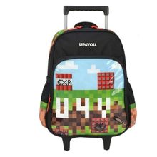 Mochila Rodinhas Lancheira Game Preto Up4you Minecraft Luxel