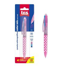 Caneta Esferográfica 4 Cores Color Mix Poá 1mm Unidade Tris