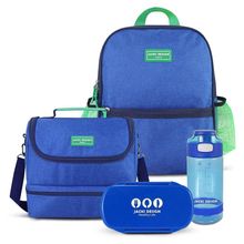Conjunto Lancheira Térmica Com Pote P- Lanche 450ml E Garrafa - Mochila Escolar Azul