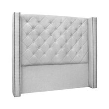 Cabeceira Solteiro 0,90m Com Matelassê E Tachas Em Tecido Linho Imperial – Lucadi Rústico Grígio