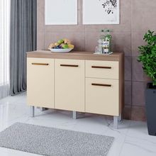 Balcão Zínia 3 Portas 1 Gaveta E Tampo Cozinha Mb1 120cm Cor Savana Off White