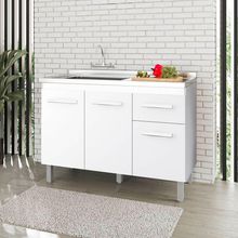 Balcão Lírio 3 Portas 1 Gaveta Cozinha Mb1 120cm Cor Branco