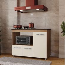 Balcão Dália Para Cooktop 4 Bocas 3 Portas Cozinha Mb1 120cm Cor Savana Off White Pc