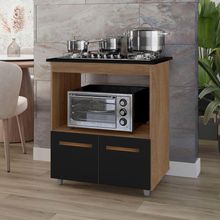 Balcão Cali Para Cooktop 4 Bocas 2 Portas Cozinha Mb1 75cm Cor Savana Preto