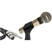 Microfone Sm58 P4 Champanhe Com Cabo 5 Metros