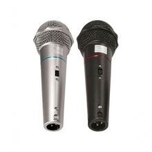 Microfone Csr-505 Duplo Com Fio Preto E Prata