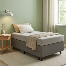Cama Box Solteiro Com Auxiliar 88x188 Reforçada Suede Cinza