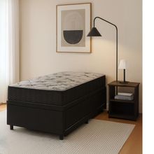 Cama Box Solteiro Com Auxiliar 88x188 Reforçada Suede Preto