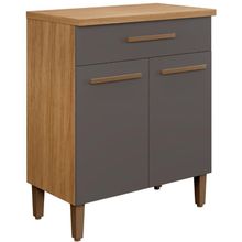 Balcão ômega 2 Portas 1 Gaveta Cinamomo Grafite Arte Móveis