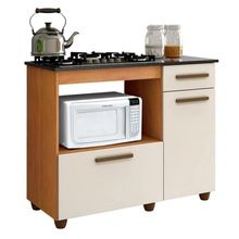 Balcão Para Cooktop 4 Bocas Violeta Kaiki Móveis Nature Off White