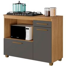 Balcão Para Cooktop 5 Bocas Cronus Cinamomo Grafite Arte Móveis