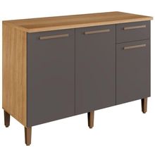 Balcão Titanium 3 Portas 1 Gaveta Cinamomo Grafite Arte Móveis