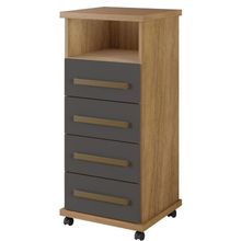 Balcão Piauí 4 Gavetas Cinamomo Grafite Arte Móveis