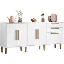 Balcão De Cozinha Lorena 5 Portas 2 Gavetas Branco Kaiki Móveis