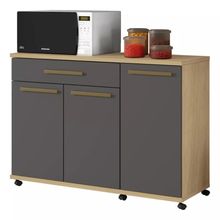 Balcão De Cozinha Parati 3 Portas 1 Gaveta Cinamomo Grafite