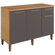 Balcão Clássico 3 Portas 1 Gaveta Cinamomo Grafite Arte Móveis