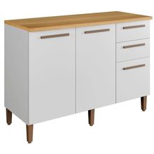 Balcão Diamante 3 Portas 2 Gavetas Cinamomo Branco Arte Móveis