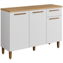 Balcão Imperial 3 Portas 1 Gaveta Cinamomo Branco Arte Móveis