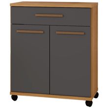 Balcão Londrina 2 Portas 1 Gaveta Cinamomo Grafite Arte Móveis