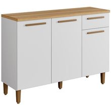 Balcão Clássico 3 Portas 1 Gaveta Cinamomo Branco Arte Móveis