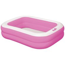 Piscina Inflável Retangular Rosa 302 Litros Pvc Vg+