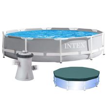 Piscina Estrutural Armação 4.485 Litros Prism + Capa + Bomba Filtrante 220v Intex