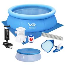 Piscina Inflável Joy Set 2490 L Circular 240 Cm Com Capa Filtro Bomba Forro Kit Limpeza Vg Plus 110v