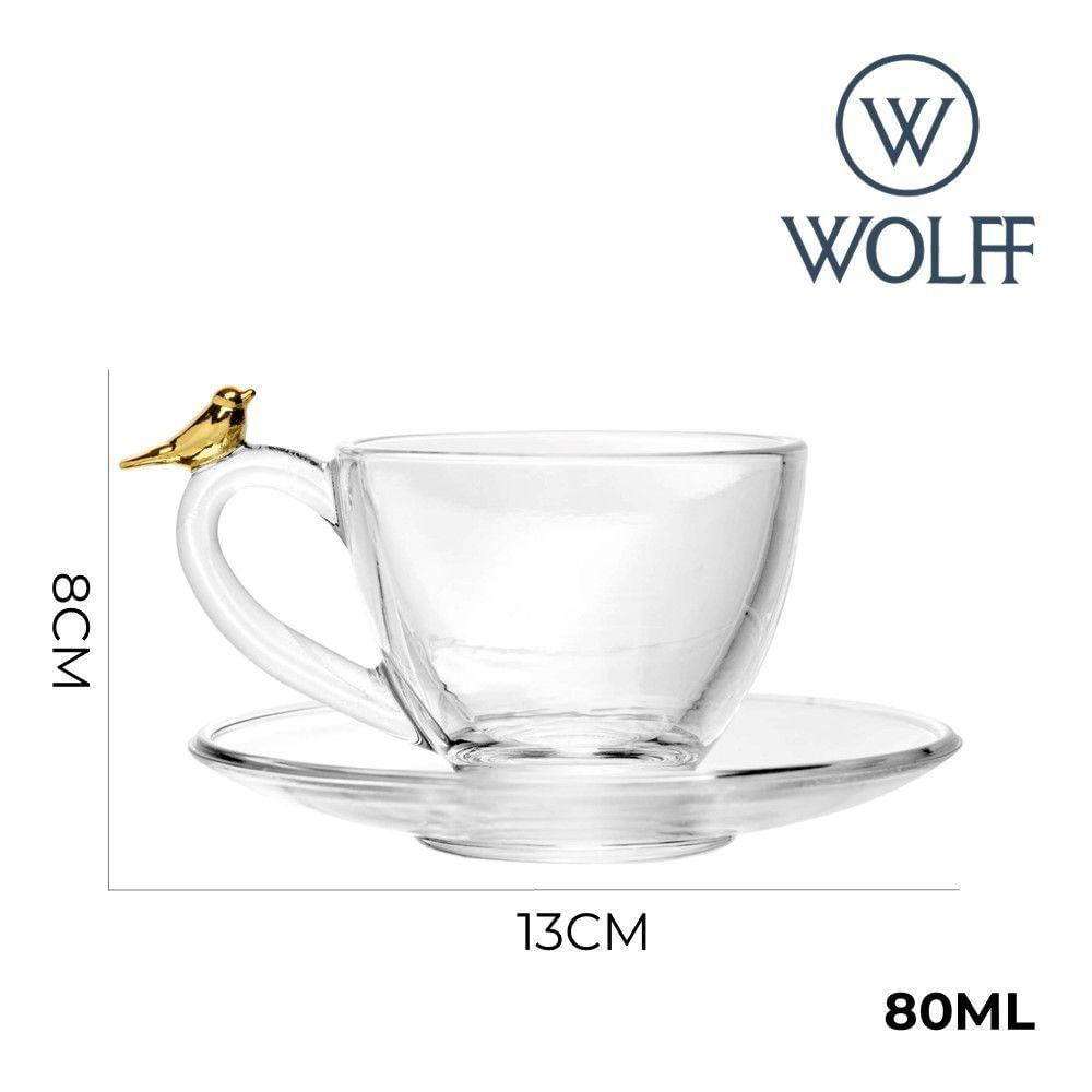 Encontraproduto.com.br - Xícara De Café Com Pires Golden Bird Pássaro 80ml Cristal Ecológico Wolff
