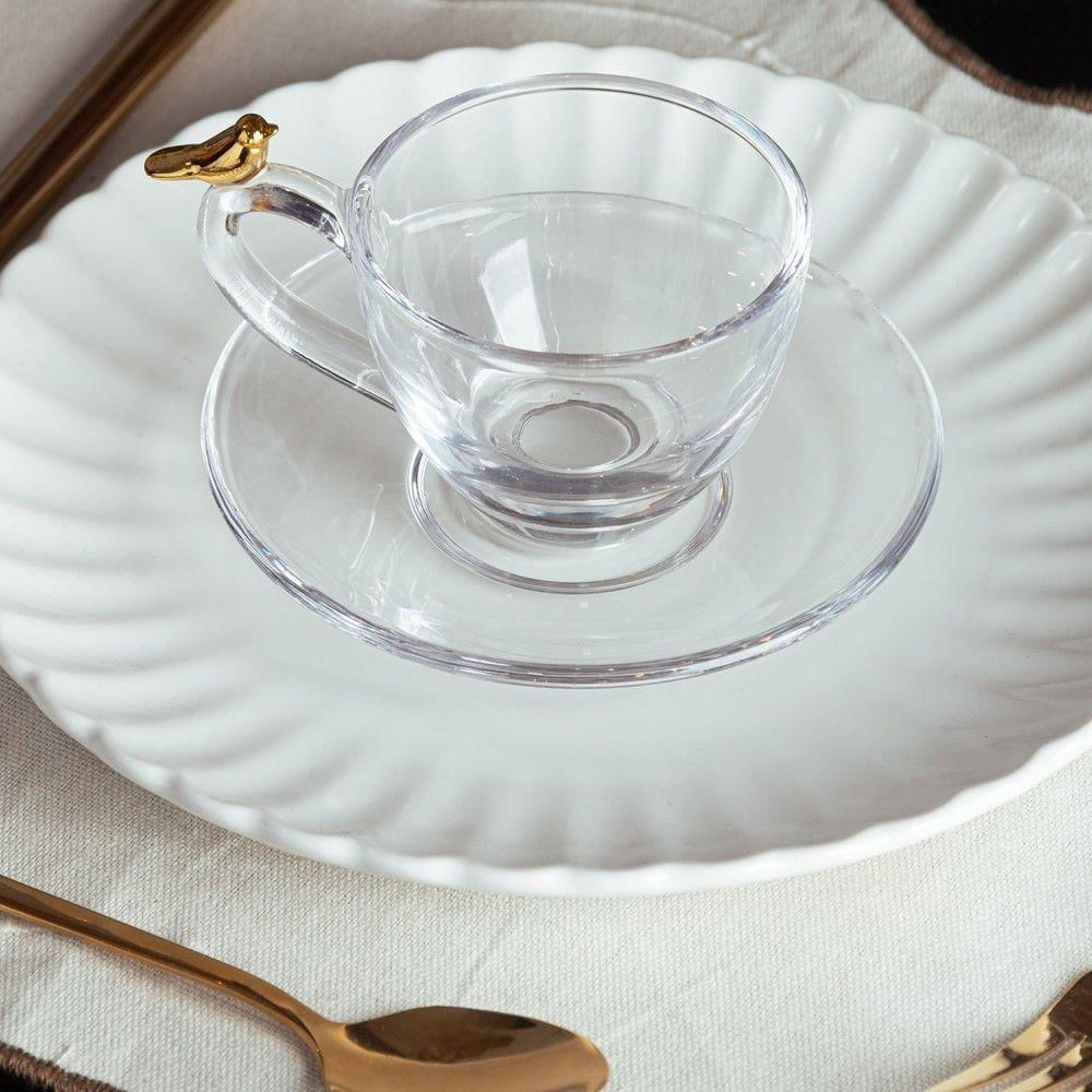 Encontraproduto.com.br - Xícara De Café Com Pires Golden Bird Pássaro 80ml Cristal Ecológico Wolff