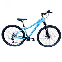 Bicicleta Aro 29 Gta Start Alumínio 27v K7 Freio A Disco Garfo Suspensão Mountain Bike Azul-Roxo Tam: 15