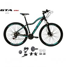 Bicicleta Aro 29 Feminina Ksw Mwza Kit 2x9 Gta Sunrun K7 Freio A Disco Garfo Com Trava preto-Azul Tam: 15