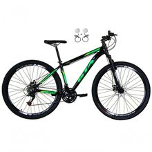 Bicicleta Aro 29 Gta Start Freio Hidráulico 21v Alumínio Mountain Bike Garfo Suspensão preto-Verde Tam: 15