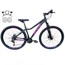 Bicicleta Aro 29 Gta Start Freio Hidráulico 21v Alumínio Mountain Bike Garfo Suspensão preto-rosa Tam: 15