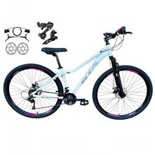 Bicicleta Aro 29 Gta Start Feminina Câmbios Shimano Freio Hidráulico 21v Mtb Alumínio branco-cinza-rosa Tam: 15