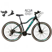 Bicicleta Feminina Aro 29 Ksw Mwza Alumínio 24v Cambios Shimano Freio A Disco Hidraulico preto-Azul Tam: 17